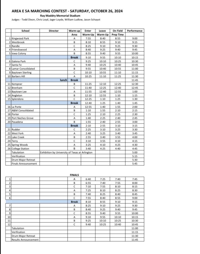 UIL 5A Area E 2024 - Page 2 - UIL: Upcoming Contests - TxBands.com